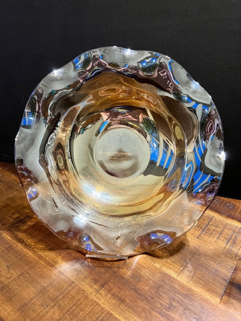 1950s Jeanette Floragold Louisa Carnival Glass Bowl