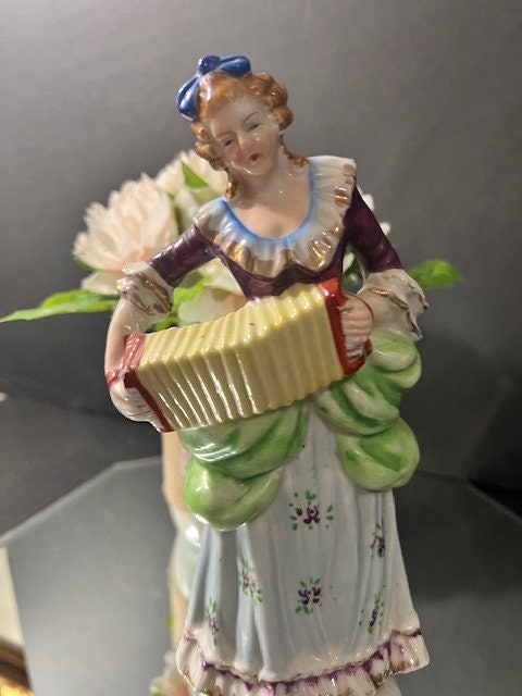 1940s Woman Playing An Accordian Figurine