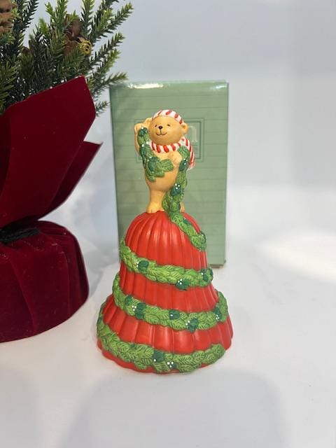 1991 "Garland of Greetings" Porcelain Christmas Bell by Avon