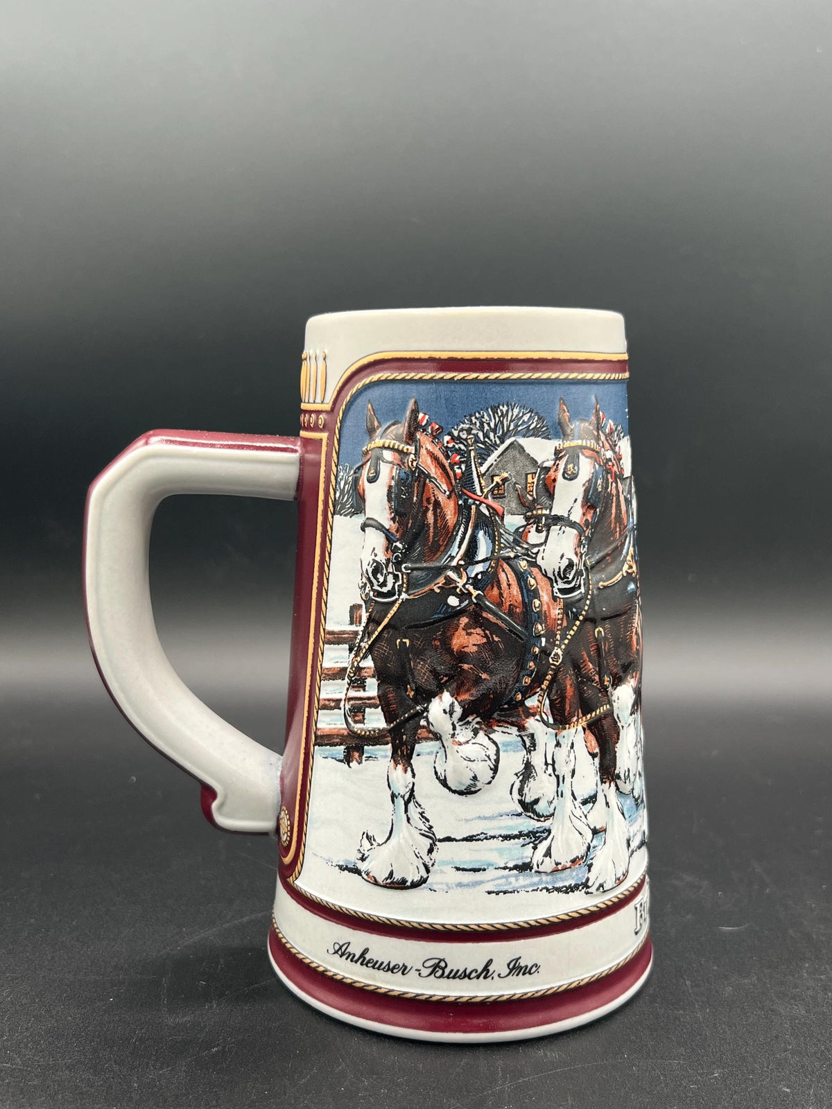 1989 Budweiser "The Hitch on a Winter's Evening" Holiday Stein