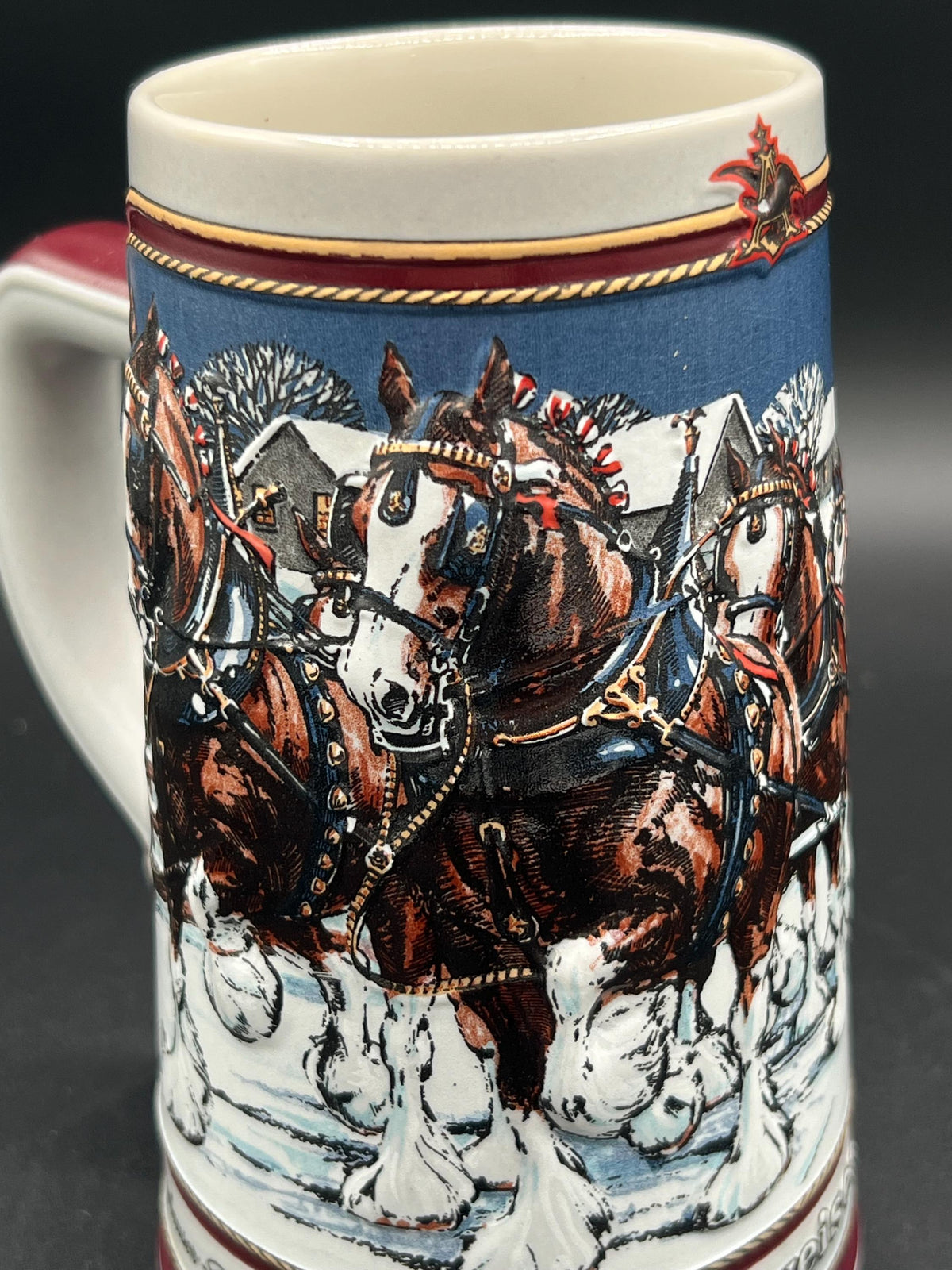 1989 Budweiser "The Hitch on a Winter's Evening" Holiday Stein